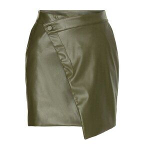 Nicholas Olive Green Leather Skirt, 2 (flaw)